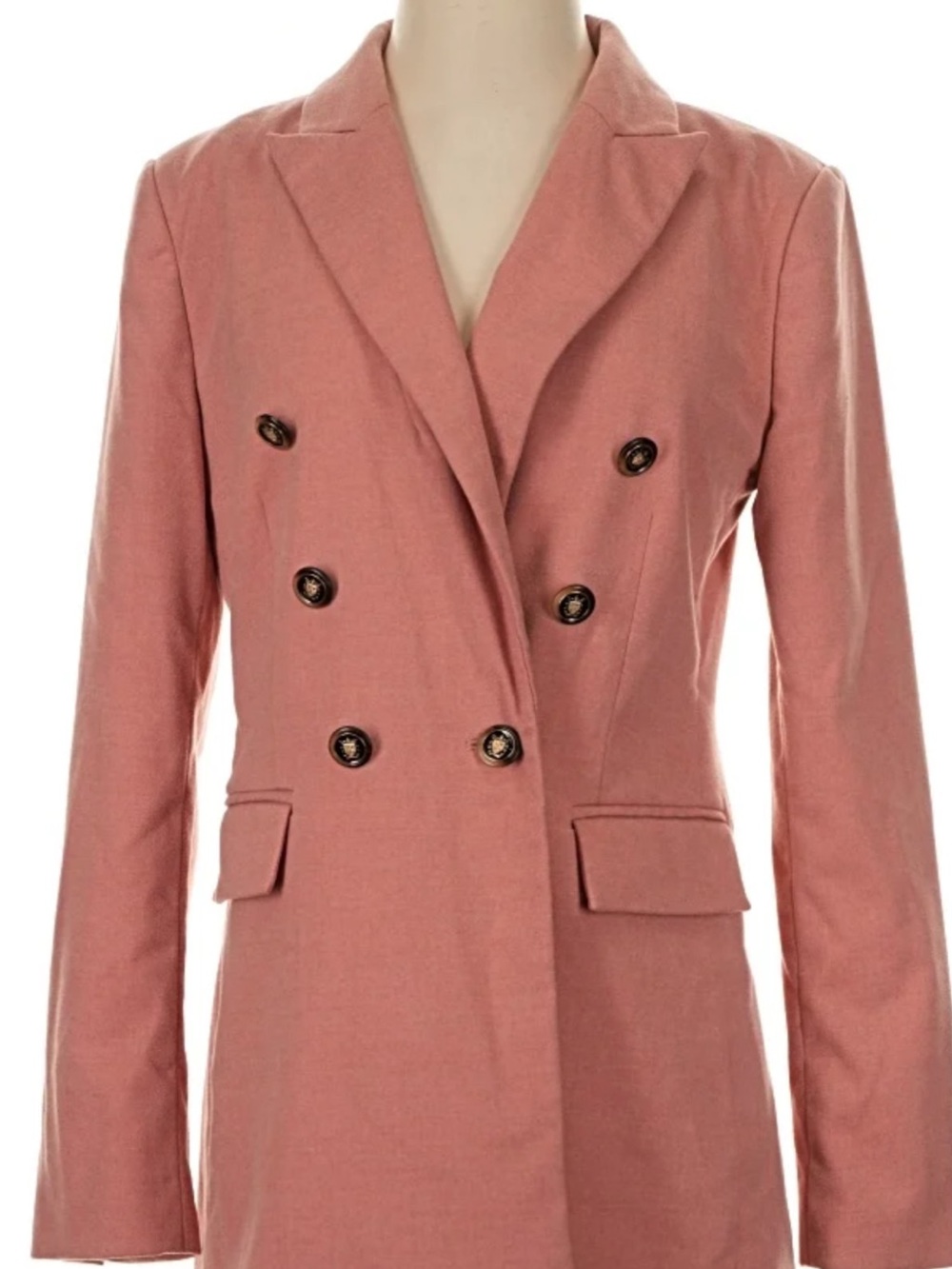 Double-Breasted Rose Pink Blazer Jacket for Women - Picture 2 of 3